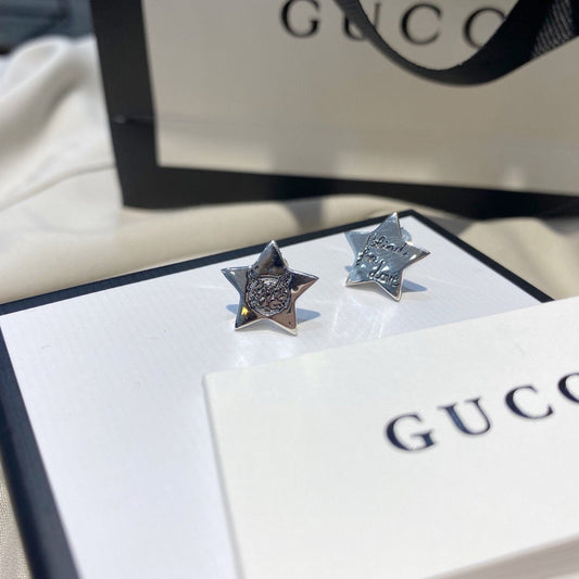 Luxury Gucci GG SILVER BLIND FOR LOVE STAR EARRINGS