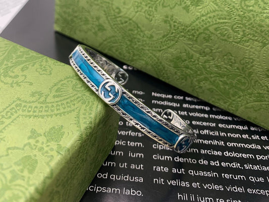 Luxury Gucci GG TURQUOISE ENAMEL BRACELET