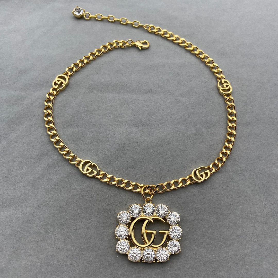Luxury Gucci GG DOUBLE G CRYSTAL NECKLACE