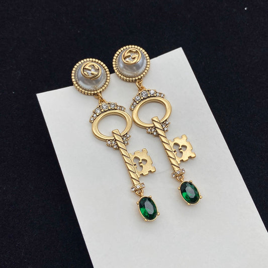 Luxury Gucci KEY SHAPED DANGLE GG EARRING