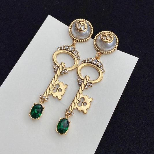 Luxury Gucci KEY SHAPED DANGLE GG EARRING