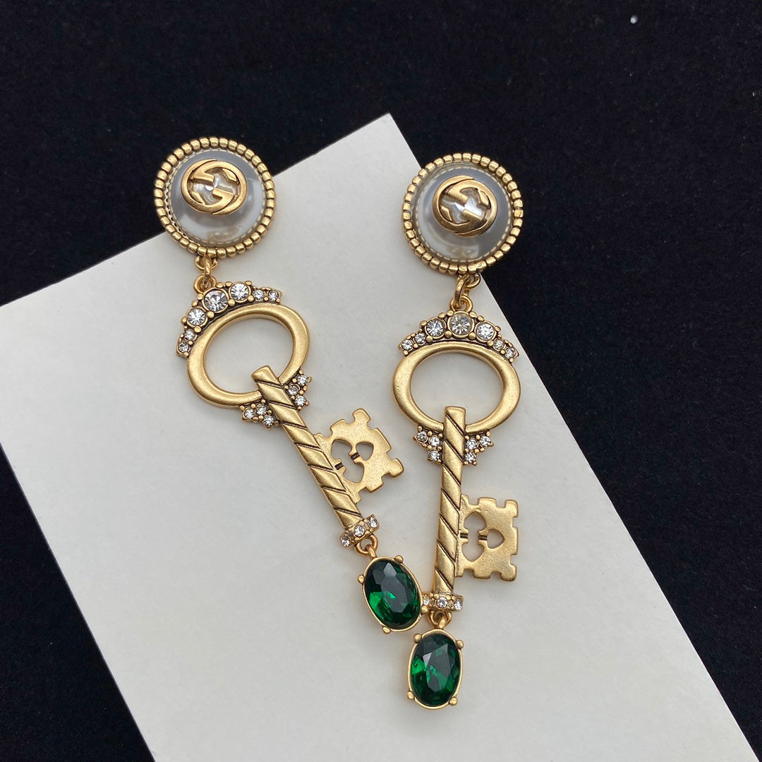 Luxury Gucci KEY SHAPED DANGLE GG EARRING