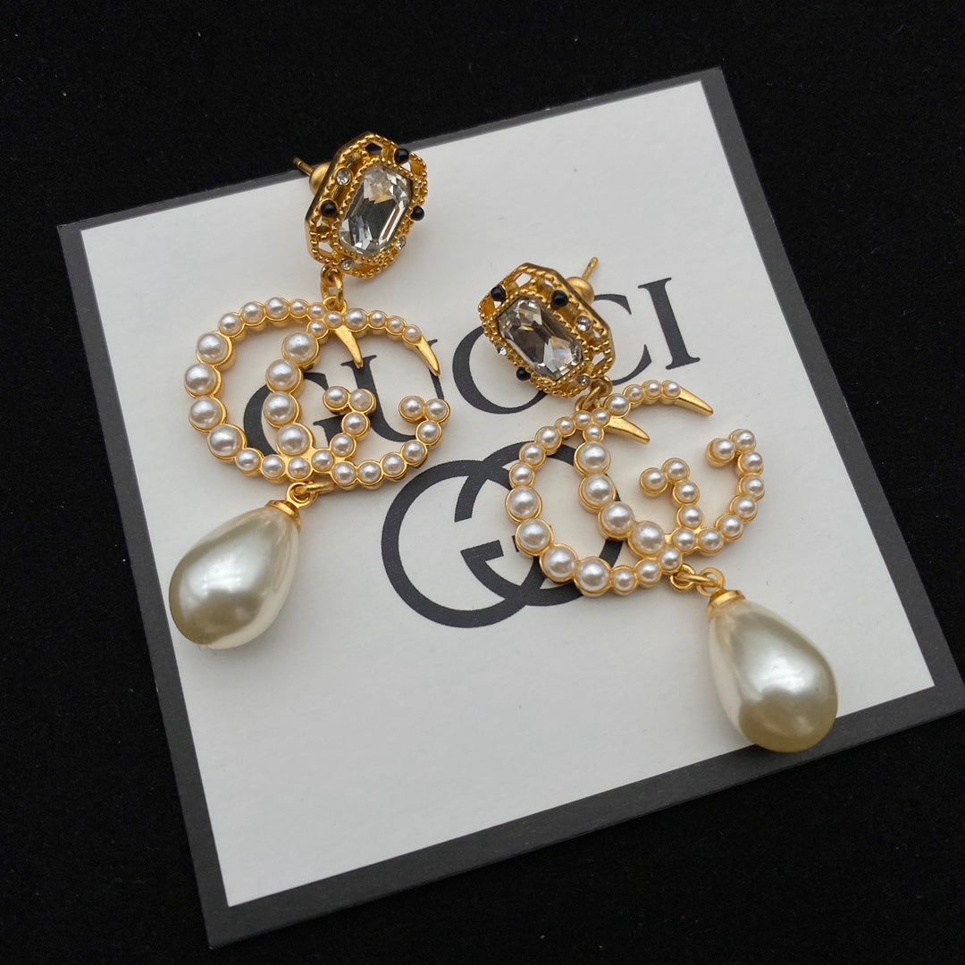 Luxury Gucci GG PEARL DROP EARRINGS