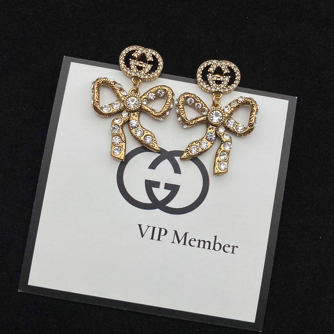 Luxury Gucci GG BOW EARRINGS GOLD