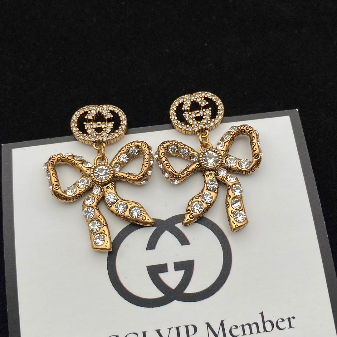 Luxury Gucci GG BOW EARRINGS GOLD
