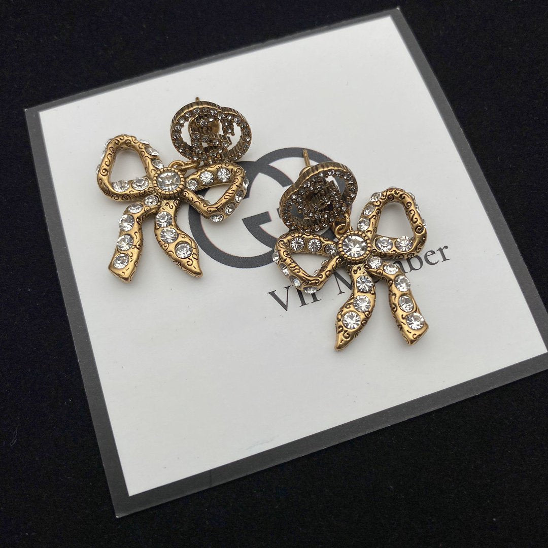 Luxury Gucci GG BOW EARRINGS GOLD