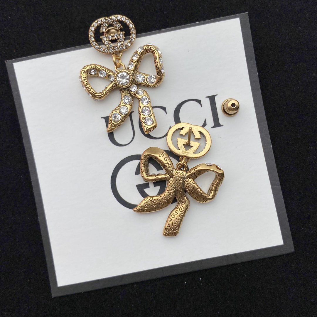 Luxury Gucci GG BOW EARRINGS GOLD