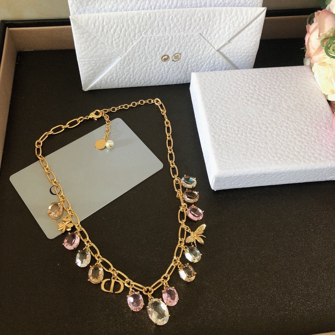 Luxury DiorGOLD-FINISH METAL MULTICOLOR WHITE RESIN PEARL NECKLACE
