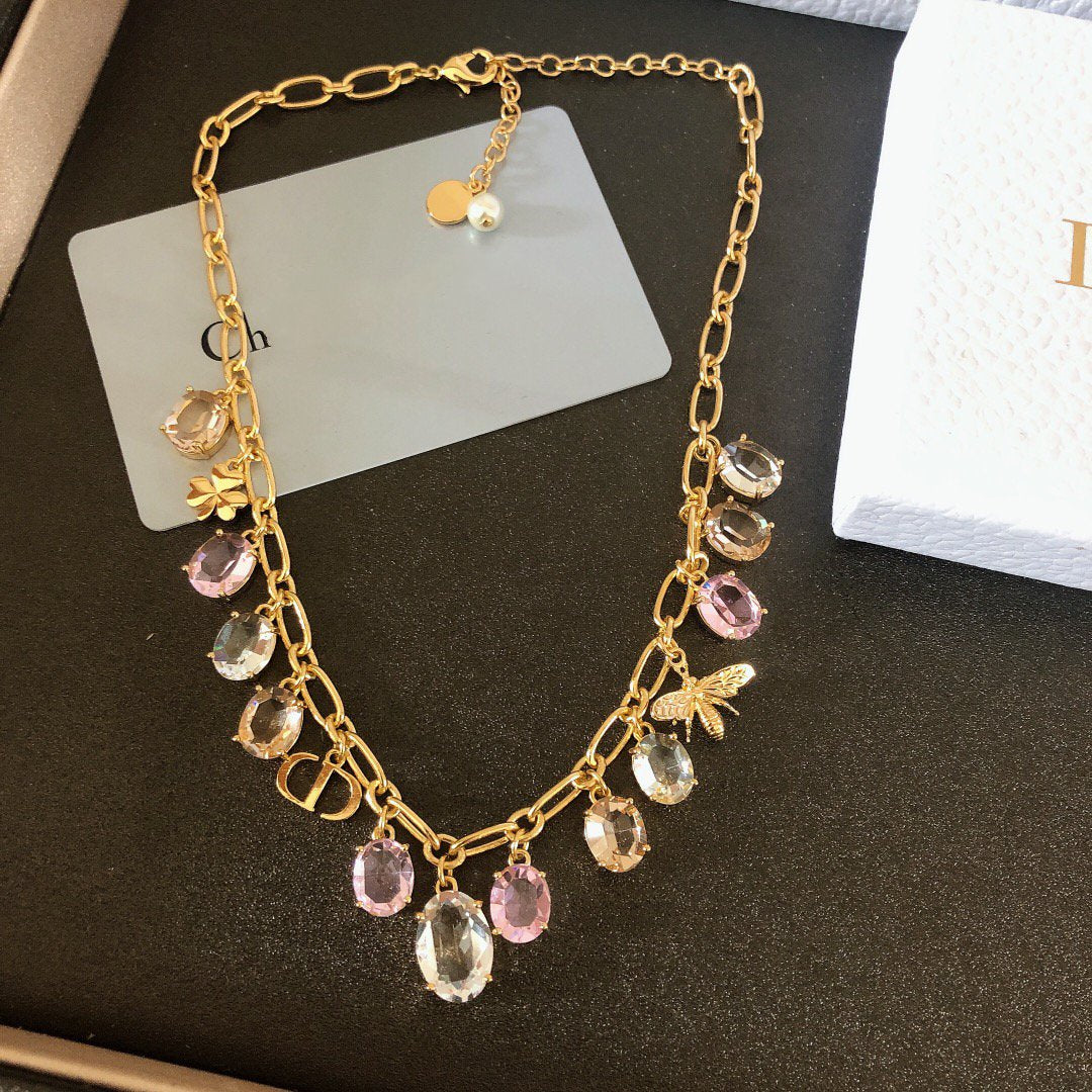 Luxury DiorGOLD-FINISH METAL MULTICOLOR WHITE RESIN PEARL NECKLACE