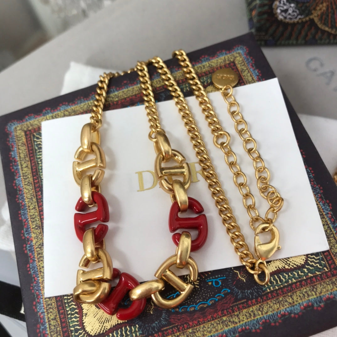 Luxury DiorWOMEN NAVY NECKLACE GOLD-FINISH METAL