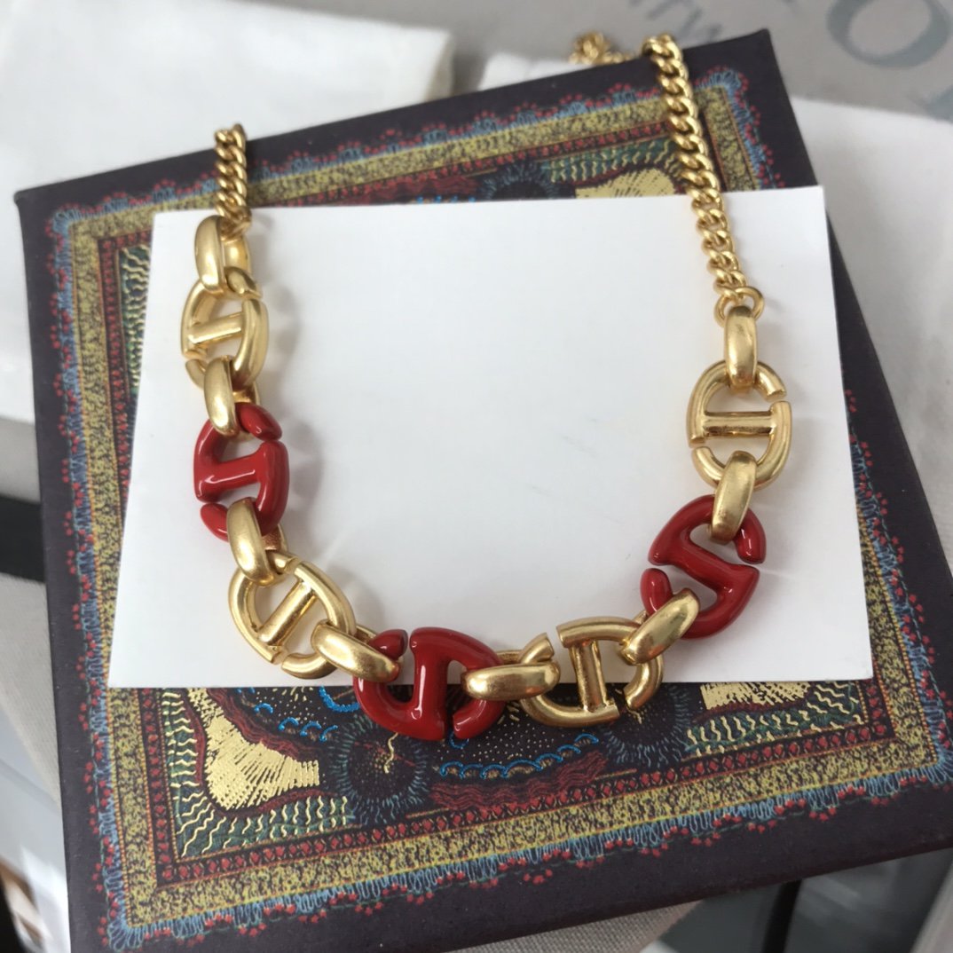 Luxury DiorWOMEN NAVY NECKLACE GOLD-FINISH METAL