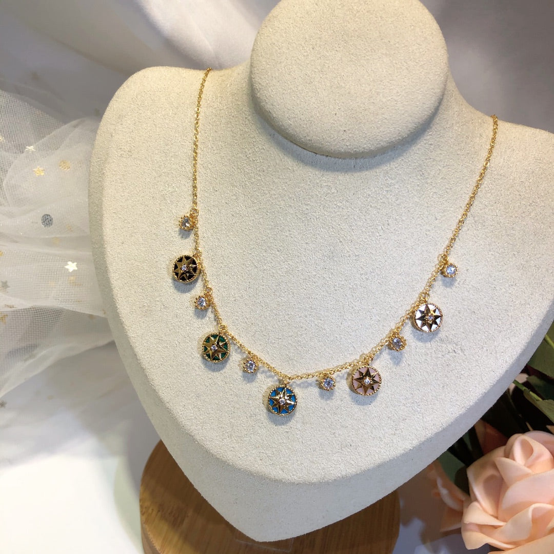 Luxury DiorROSE DES VENTS YELLOW GOLD NECKLACE