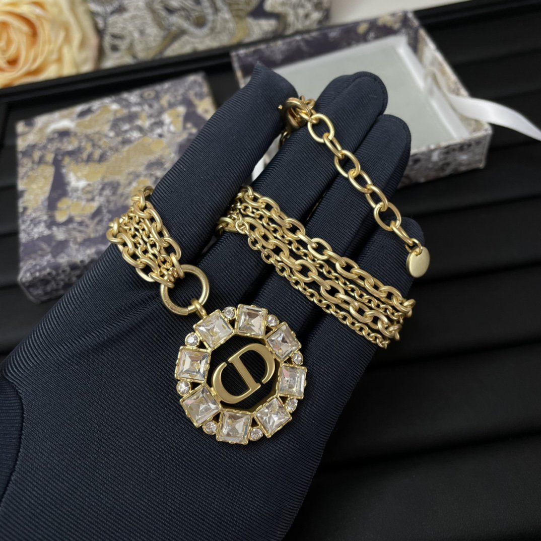 Luxury DiorPETIT NECKLACE GOLD-FINISH METAL WITH WHITE AND SILVER