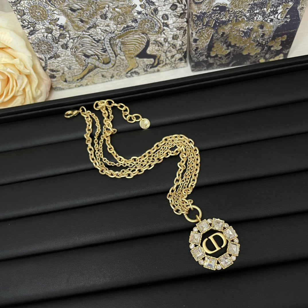 Luxury DiorPETIT NECKLACE GOLD-FINISH METAL WITH WHITE AND SILVER