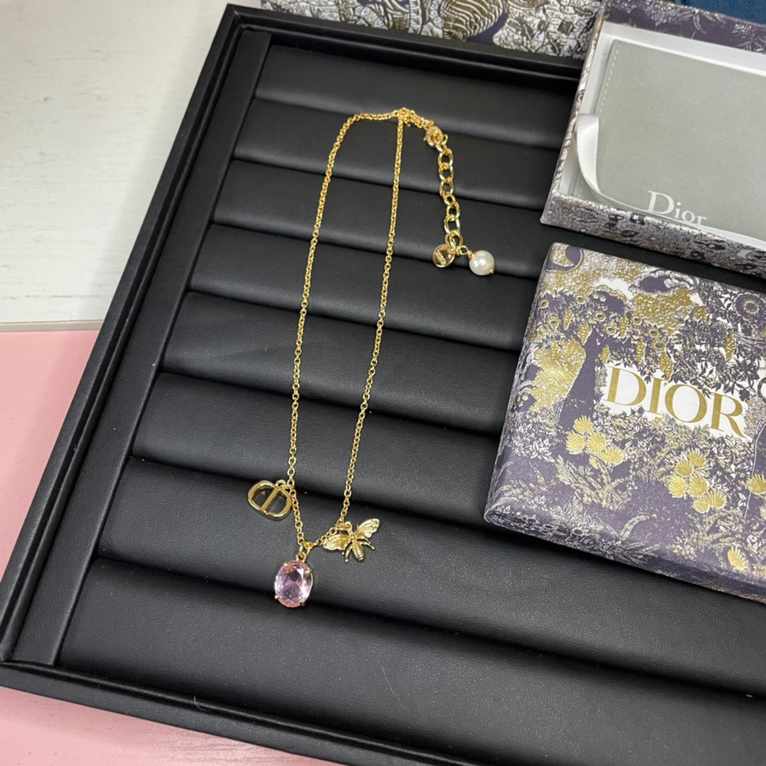 Luxury DiorGOLD-COLORED METAL WITH WHITE RESIN PEARL NECKLACE