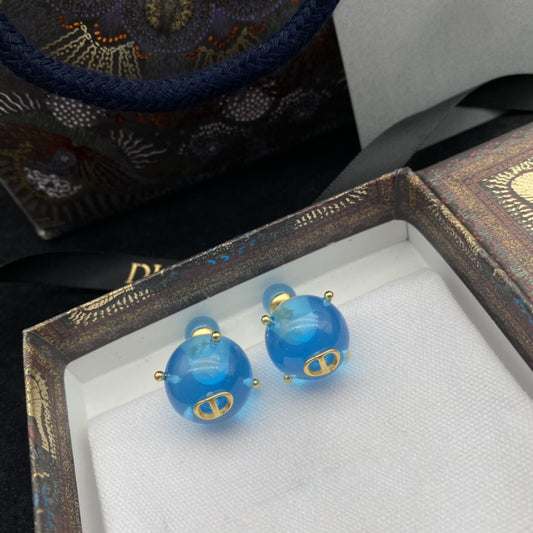 Luxury DiorWOMEN TRIBALES EARRINGS GOLD-FINISH METAL AND LIGHT BLUE