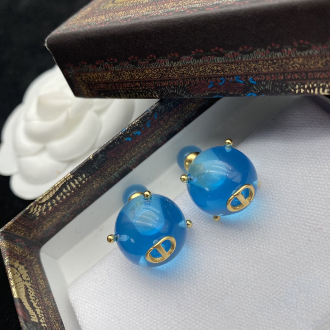Luxury DiorWOMEN TRIBALES EARRINGS GOLD-FINISH METAL AND LIGHT BLUE