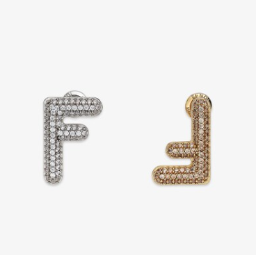Luxury FendiFF EARRINGS SMALL SILVER&GOLD DIAMOND