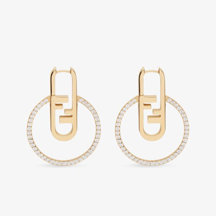 Luxury FendiO’LOCK GOLD DIAMOND EARRINGS