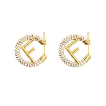 Luxury FendiF LOGO GOLD DIAMOND EARRINGS