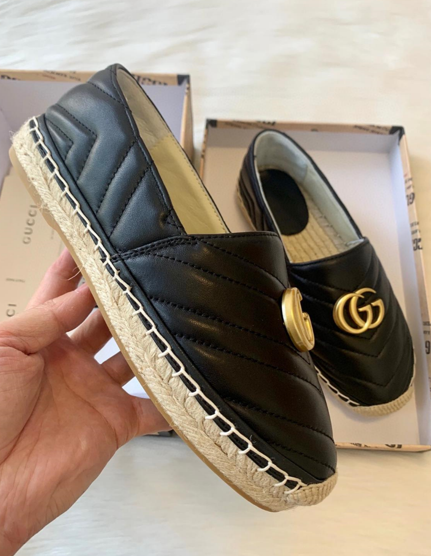 Luxury Gucci gg espadrilles black calfskin