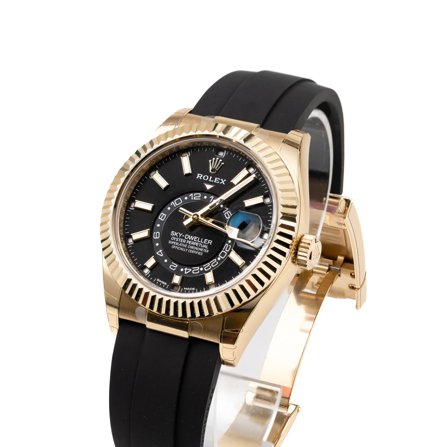 Rolex Sky Dweller 42mm Yellow Gold With Bright Black Dial And An Oysterflex Bracelet M326238-0009