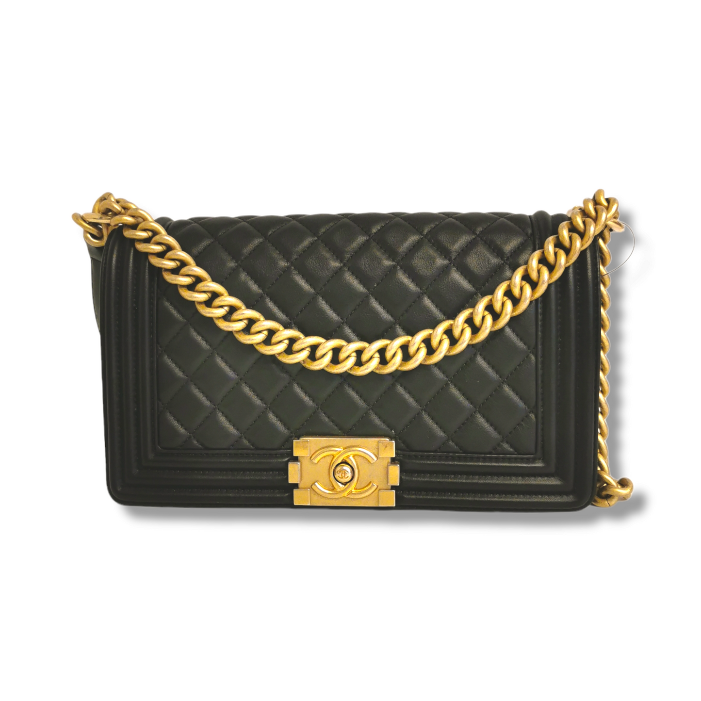 Luxury Chanel Boy Medium Black Calfskin Gold