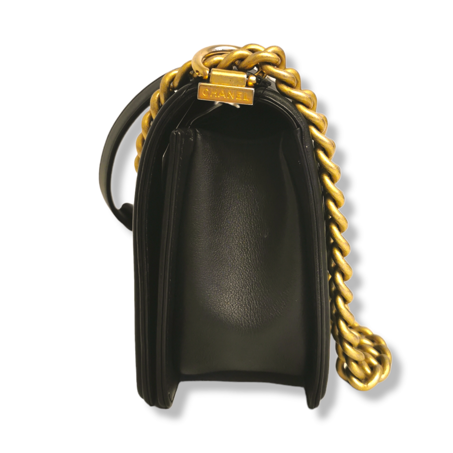 Luxury Chanel Boy Medium Black Calfskin Gold