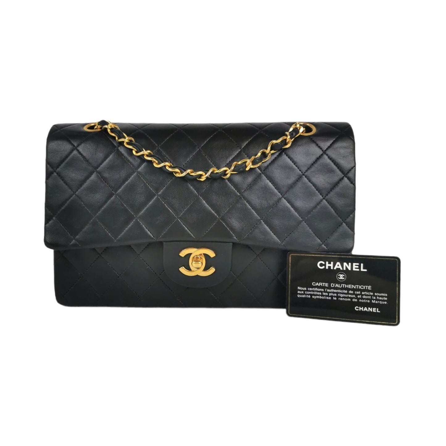 Luxury Chanel Classic Double Flap Medium Black Lambskin Gold