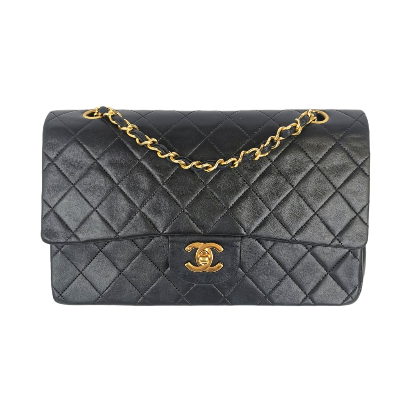 Luxury Chanel Classic Double Flap Medium Black Lambskin Gold