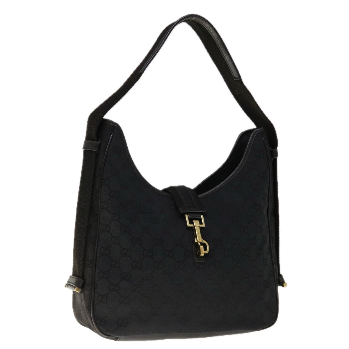 GUCCI Jackie GG Canvas Shoulder Bag Black 92735  10452