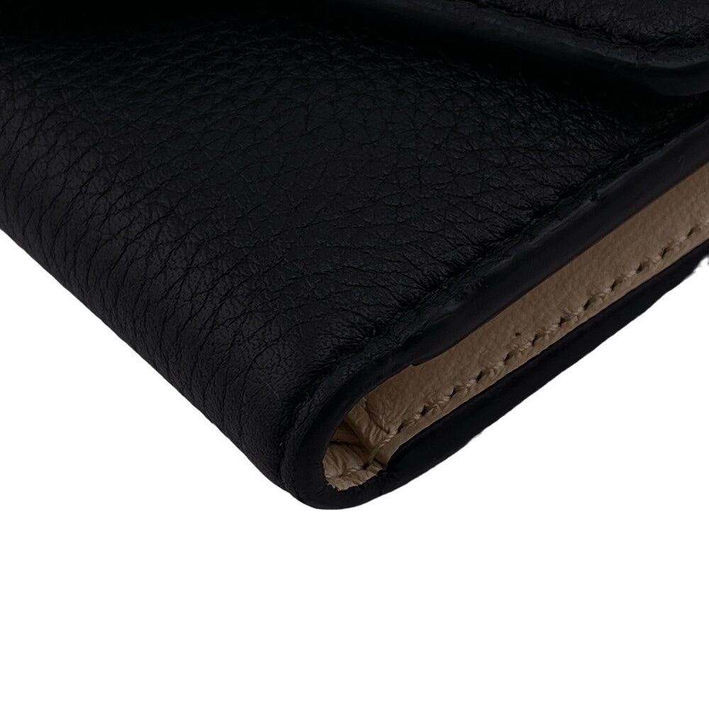LOUIS VUITTON Tri-fold wallet M80300 leather black Portefeuille LV Pont Neuf Compact Women