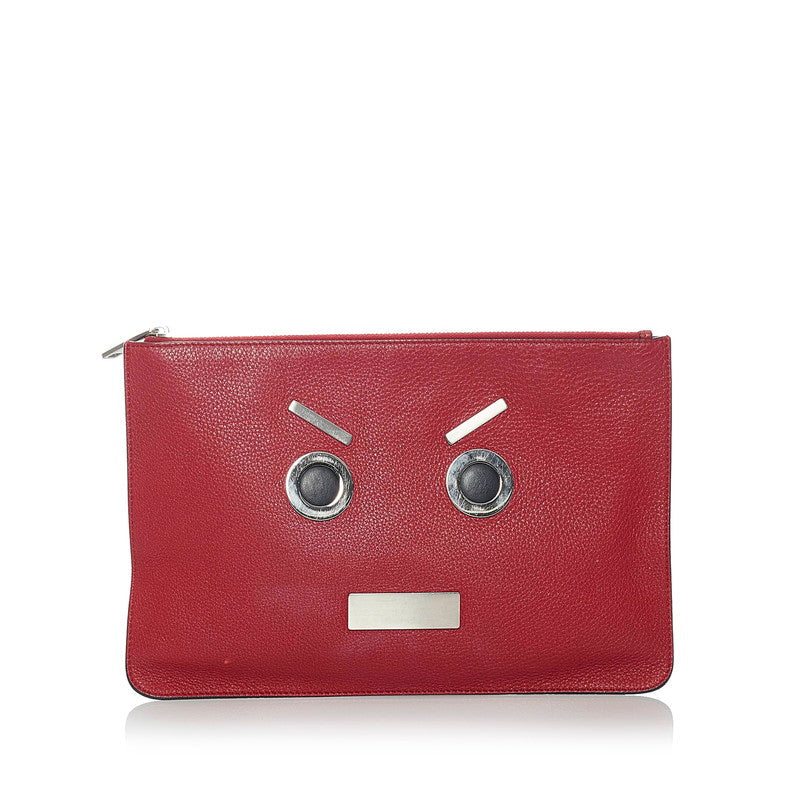 Luxury FendiLeather Face Clutch Bag - '10s