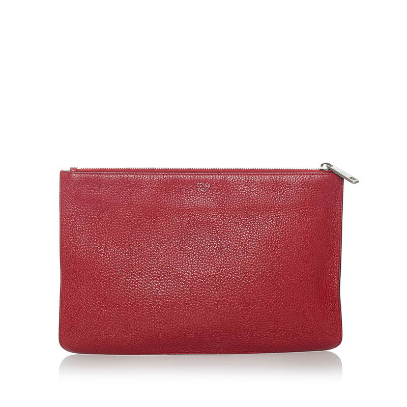 Luxury FendiLeather Face Clutch Bag - '10s