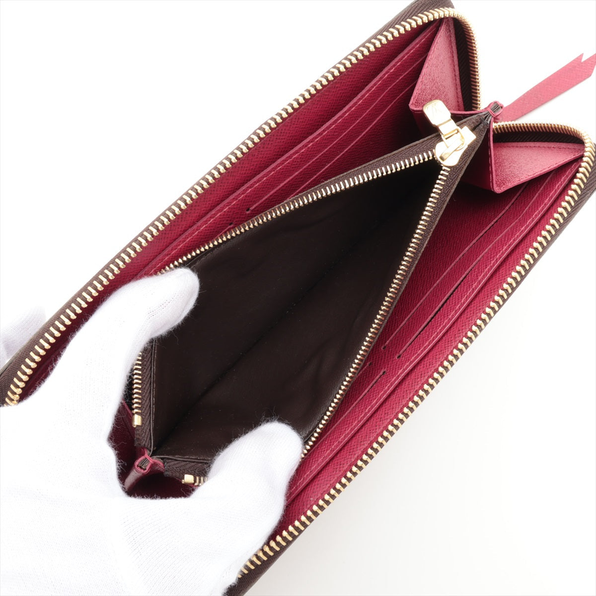 Louis Vuitton Monogram Portefolio Claimance M60742 Fuchsia Pink Round  Wallet