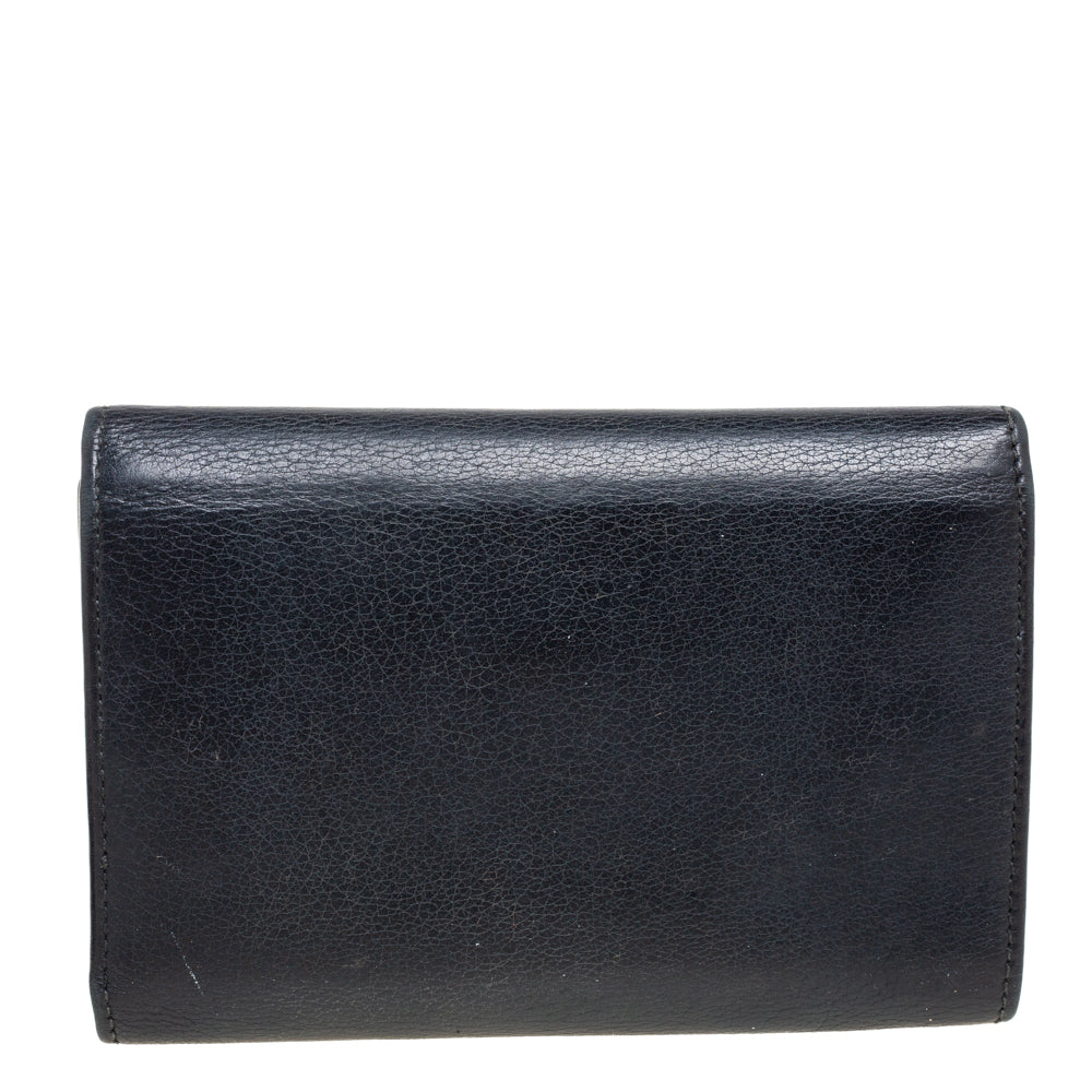 Luxury Gucci Trending 2025 Black Leather French Trifold Wallet..