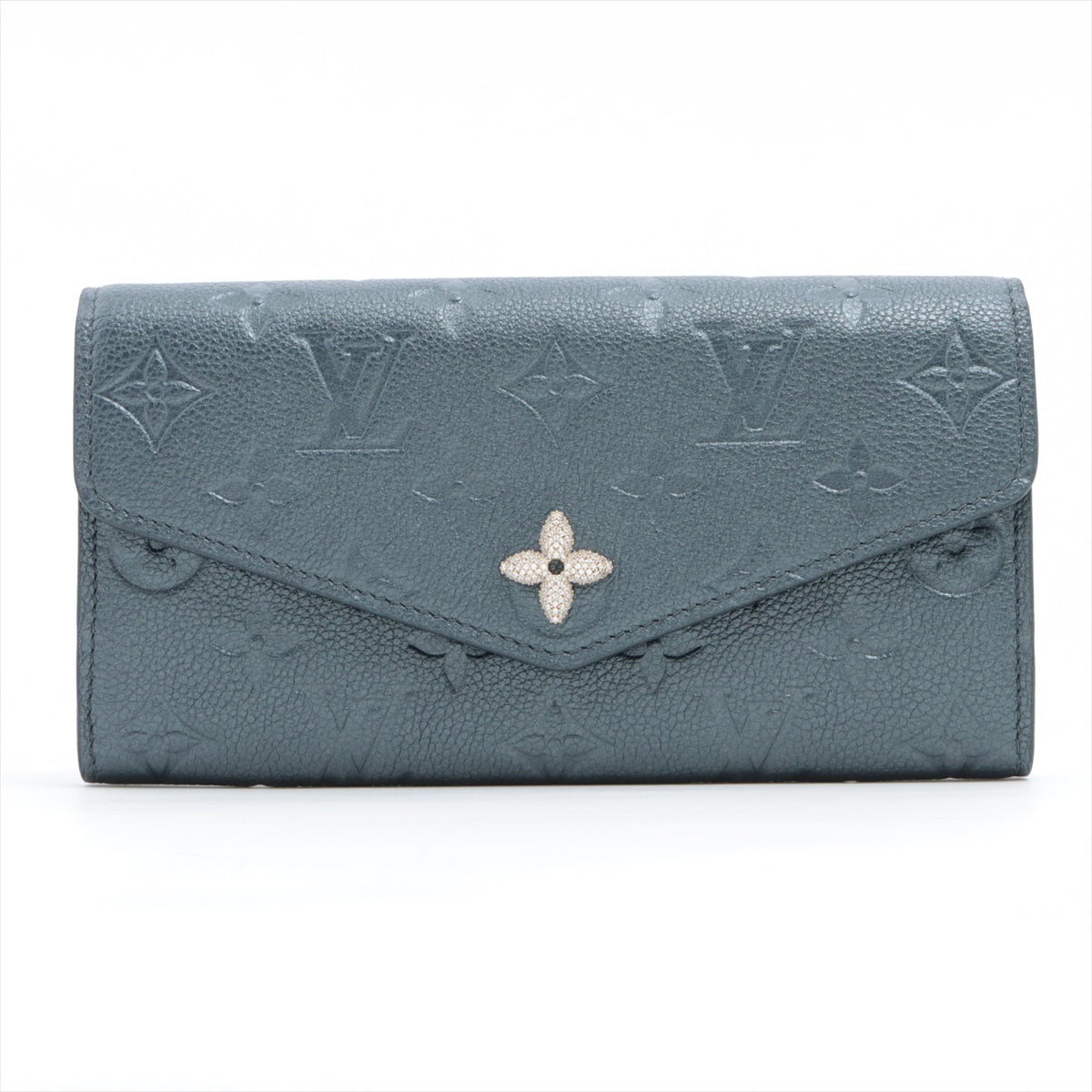 Louis Vuitton Monogram Emplant Portfoliosala NM M82668 Blue Long  Reaction Wallet