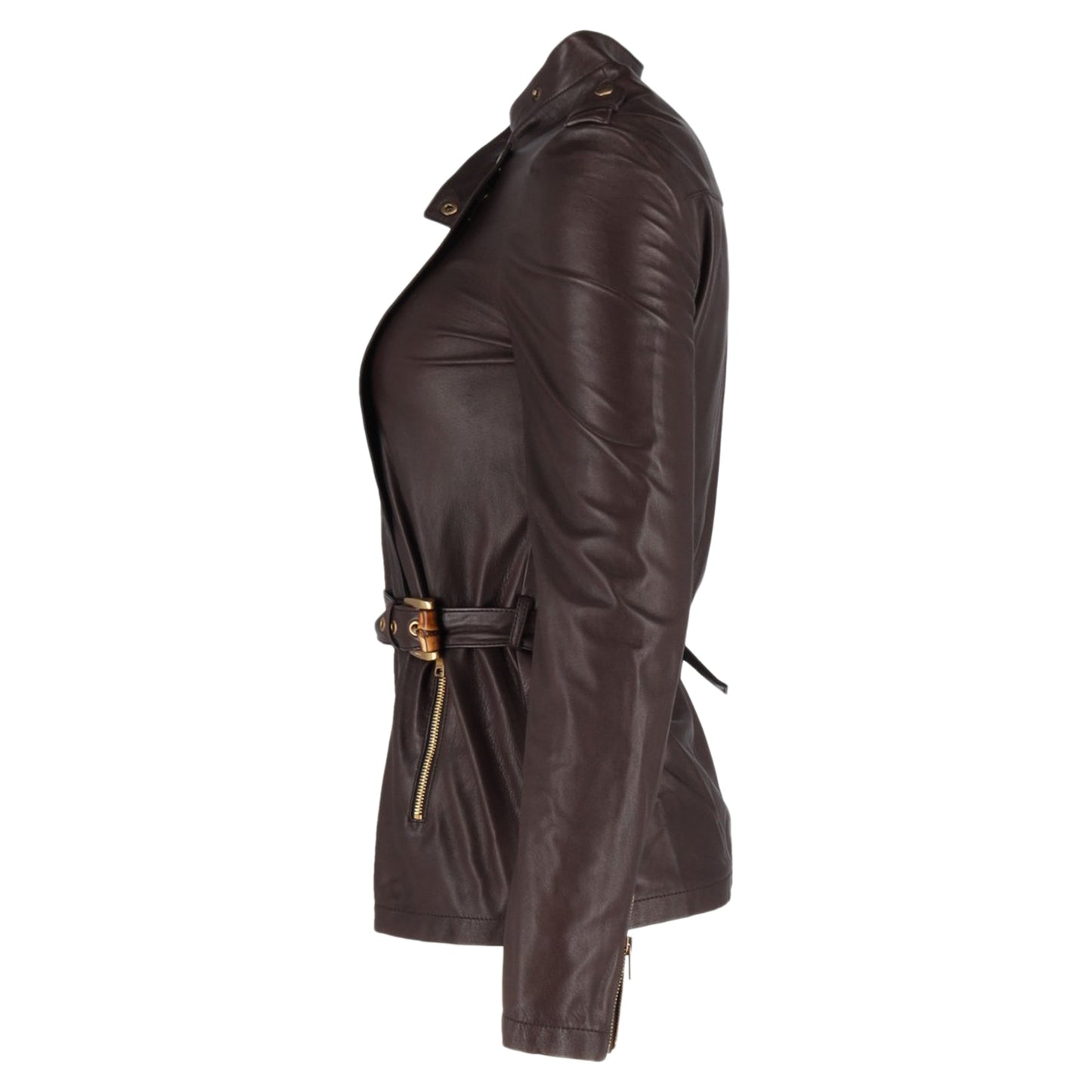 Gucci Biker Jacket in Brown Leather