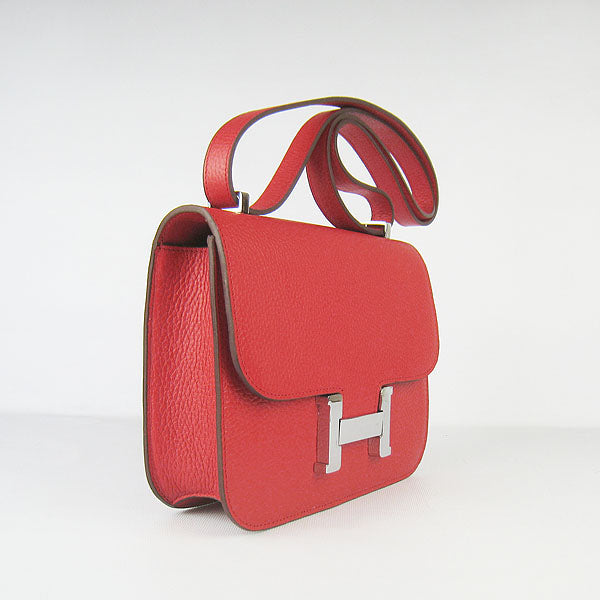 Luxury Hermes Constance Cowskin Leather Bag H017 red silver