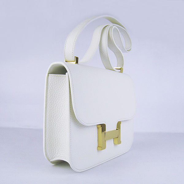 Luxury Hermes Constance Cowskin Leather Bag H017 white golden