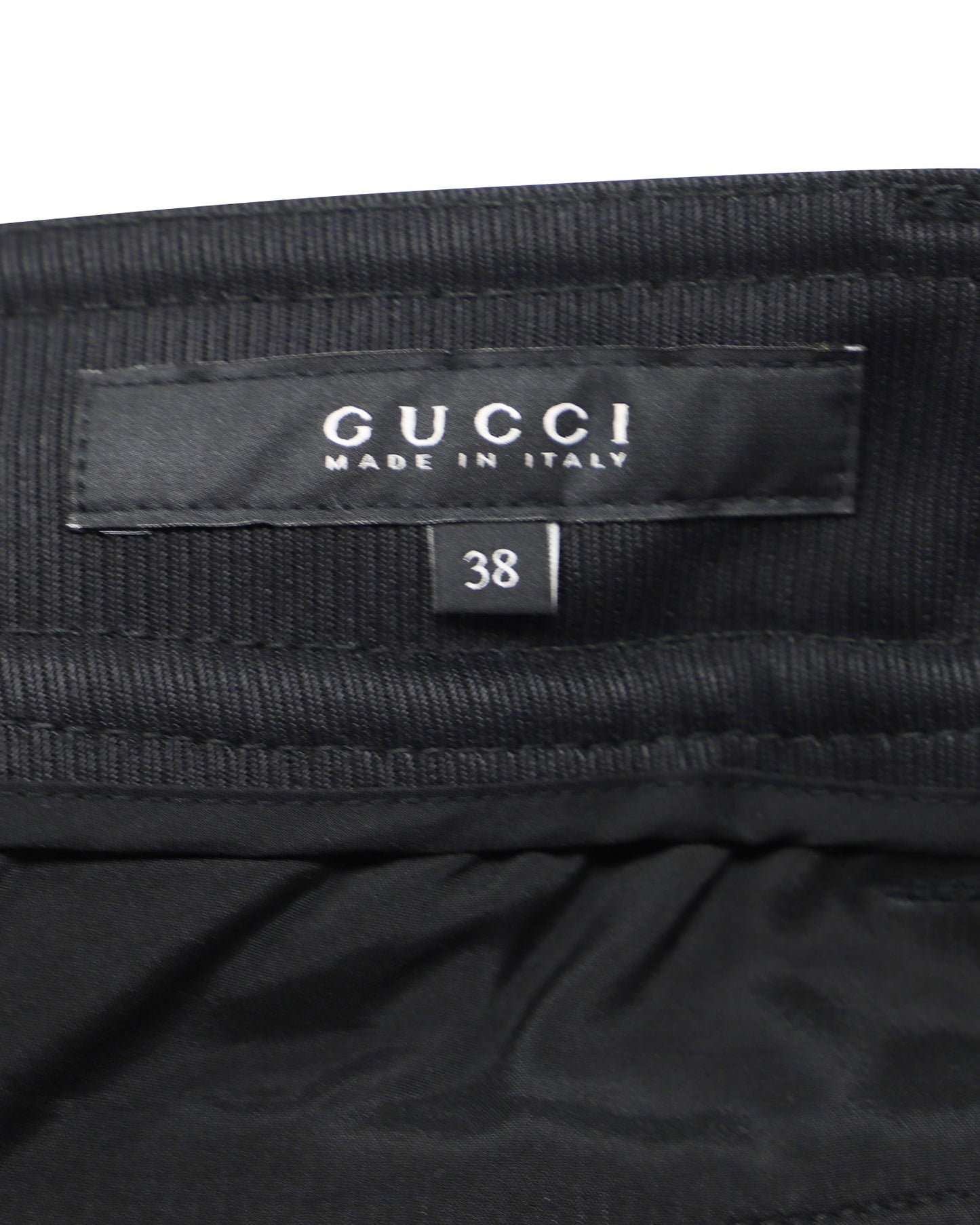 Luxury Gucci Trending 2025 Black Pants with Silver Zip Detail in Black Nylon