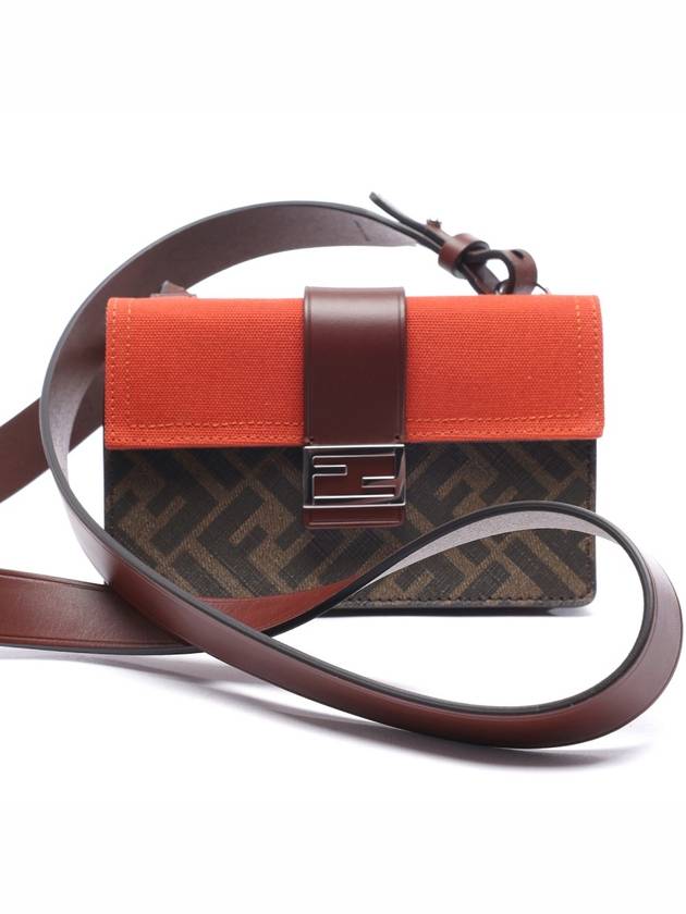 Luxury Fendi Men's Baguette Cross Bag Red Brown