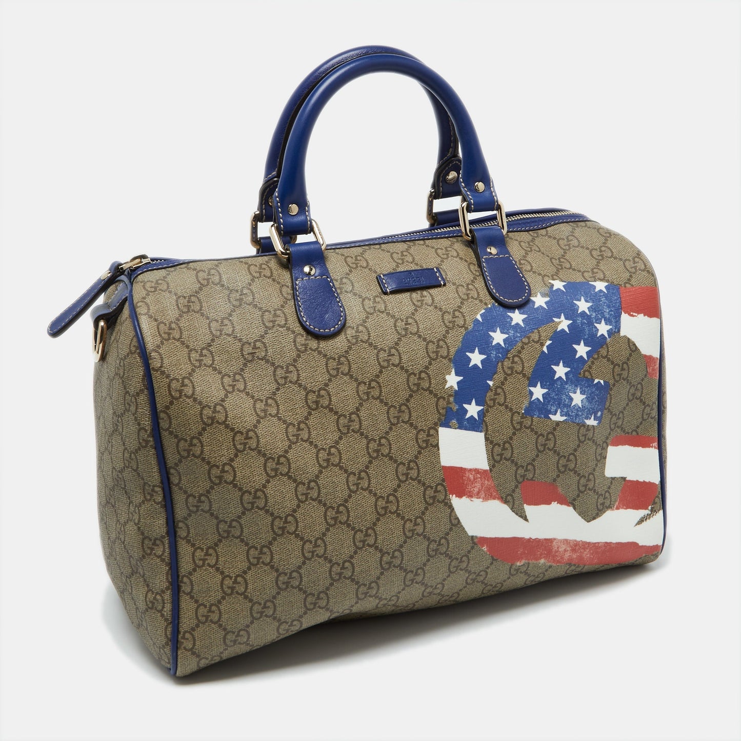 Gucci Multicolor Gg Supreme Canvas And Leather Medium Us Flag Joy Boston Bag