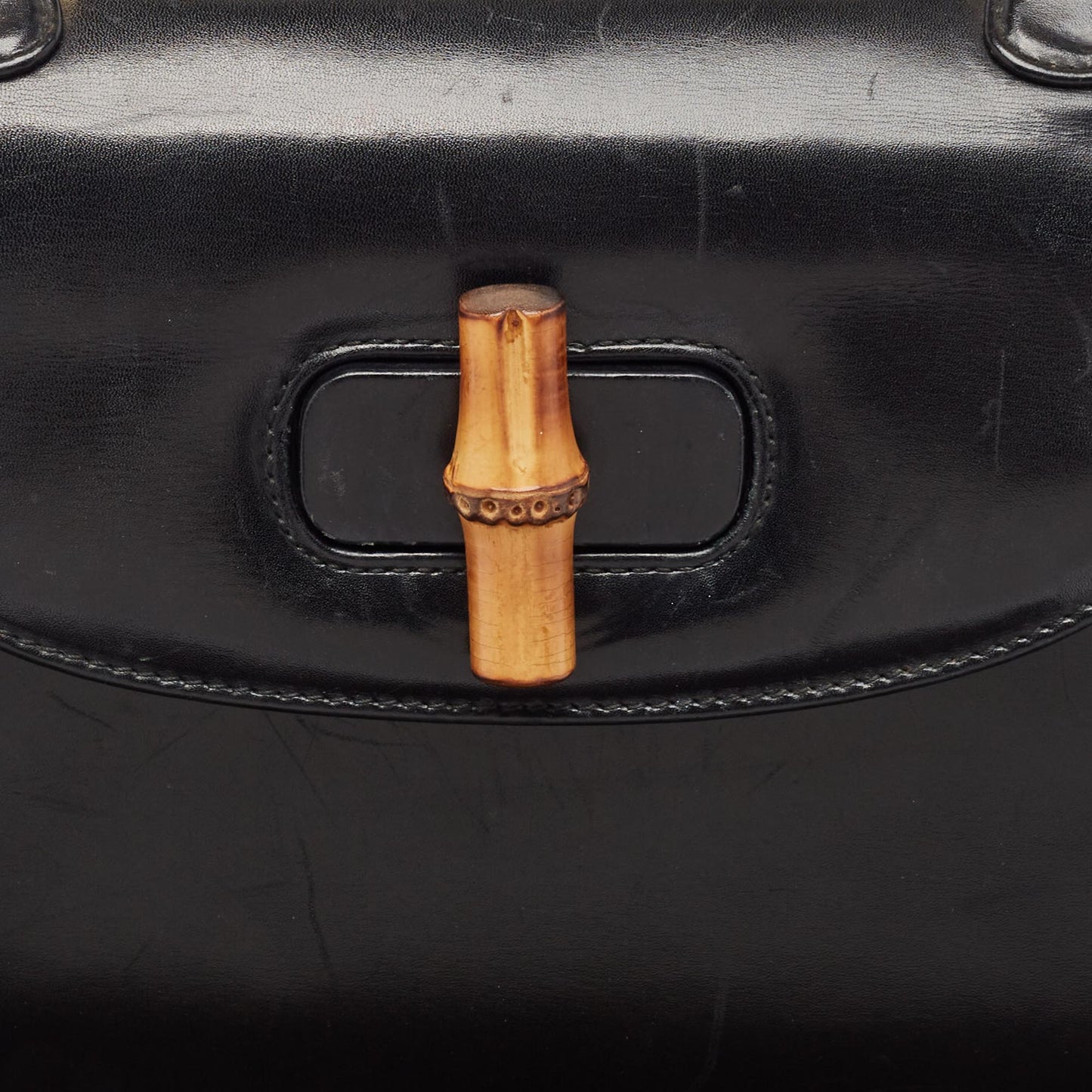 Luxury Gucci Trending 2025 Black Leather Vintage Bamboo Top Handle Bag..