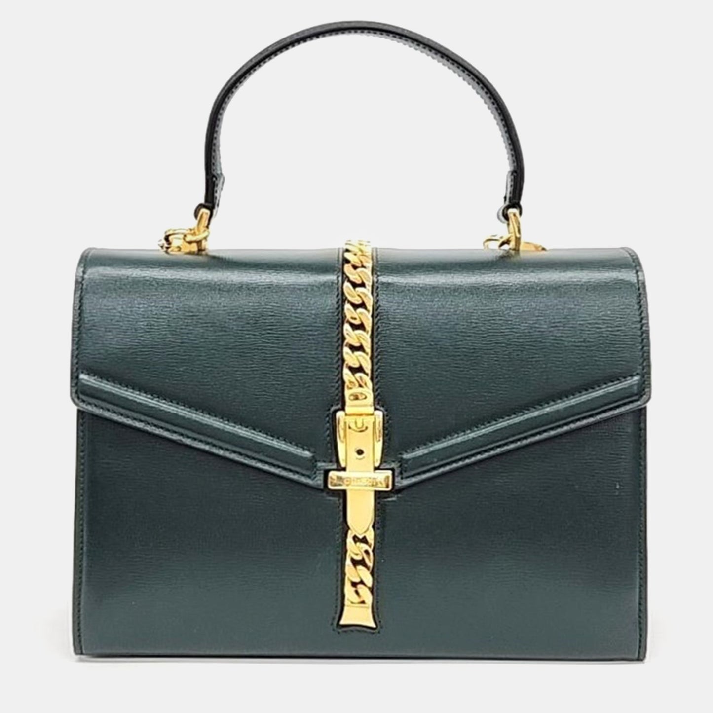 Luxury Gucci Trending 2025 Green Leather Sylvie 1969 Top Handle Bag