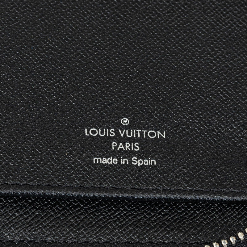 Louis Vuitton Damier Graphite Zippie Wallet Vertical Round Fashner Long Wallet N63095 Black PVC Leather Men LOUIS VUITTON