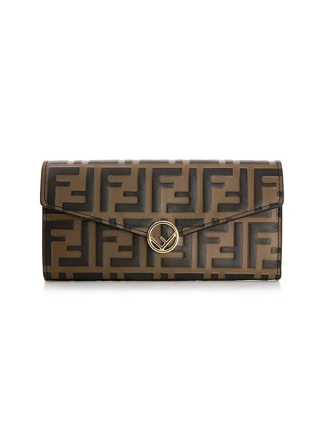 Luxury Fendi FF Logo Long Wallet Brown