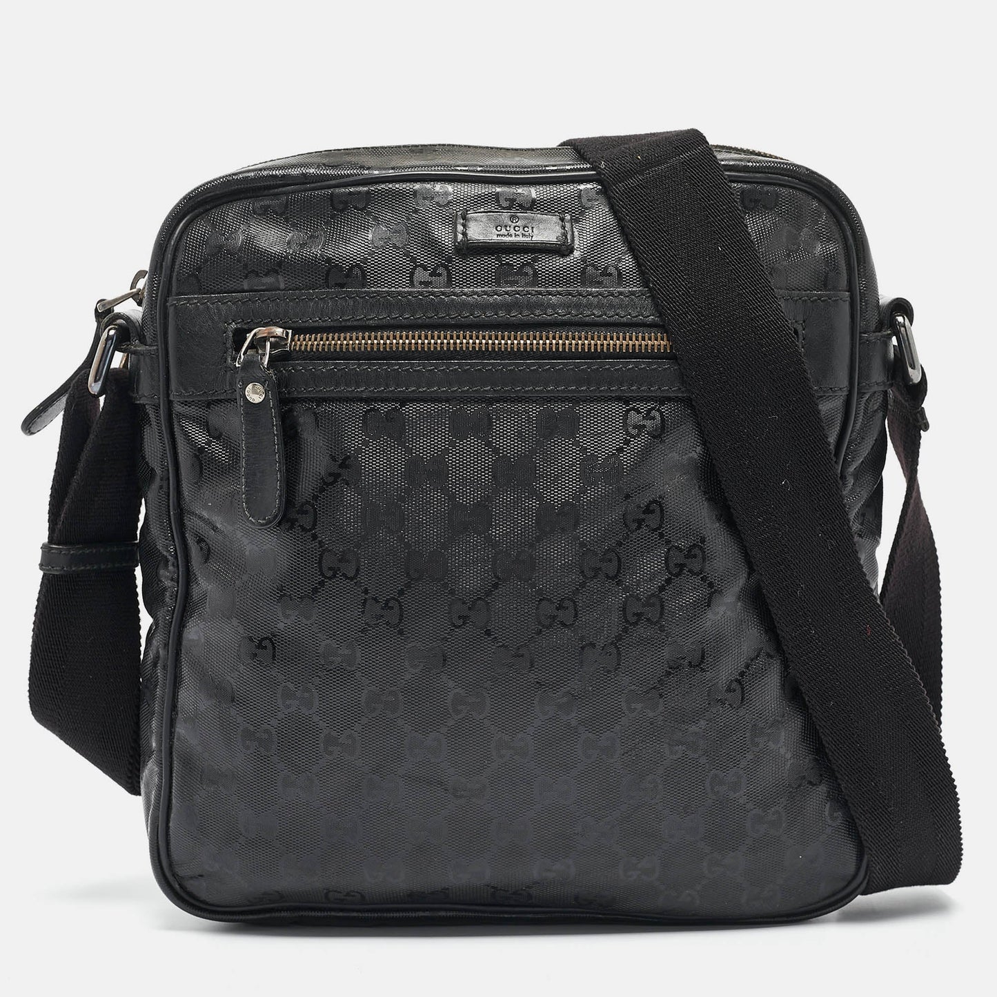 Luxury Gucci Trending 2025 Black GG Imprime Canvas and Leather Messenger Bag