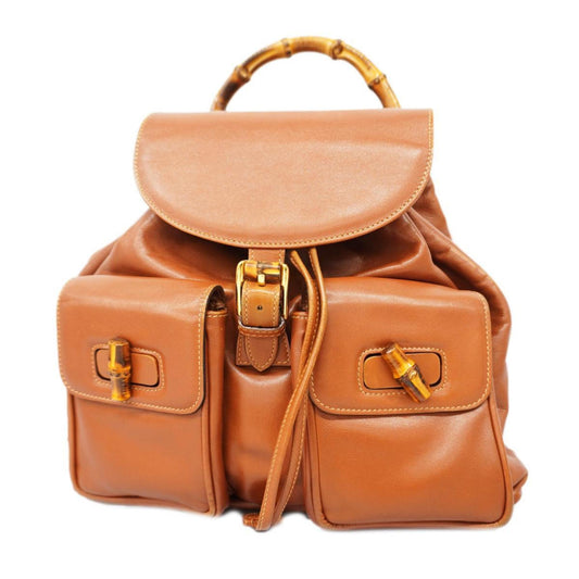 Gucci Bamboo  Leather Backpack Bag ()