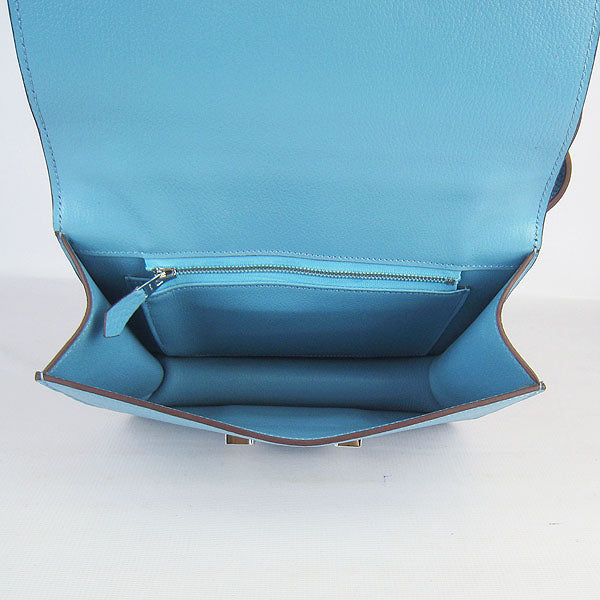 Luxury Hermes Constance Cowskin Leather Bag H017 light blue silver